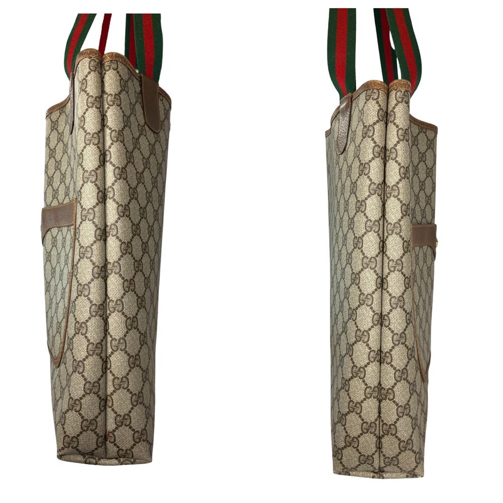Gucci GG Supreme Sherry Line Tote Web Stripe Canvas Shopper Bag Italy Vintage - Picture 12 of 14